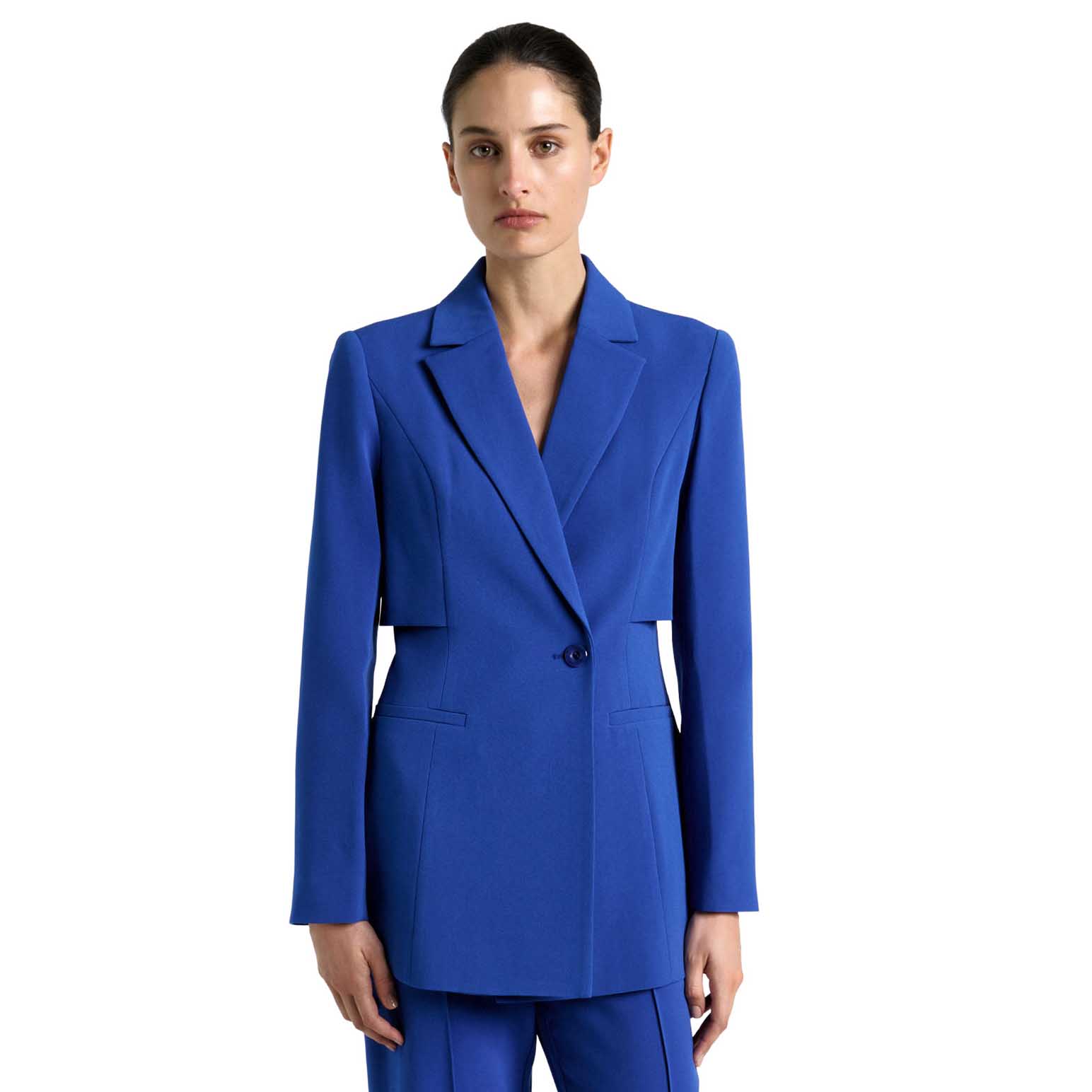 Cue Cobalt Side Storm Flap Detail Blazer
